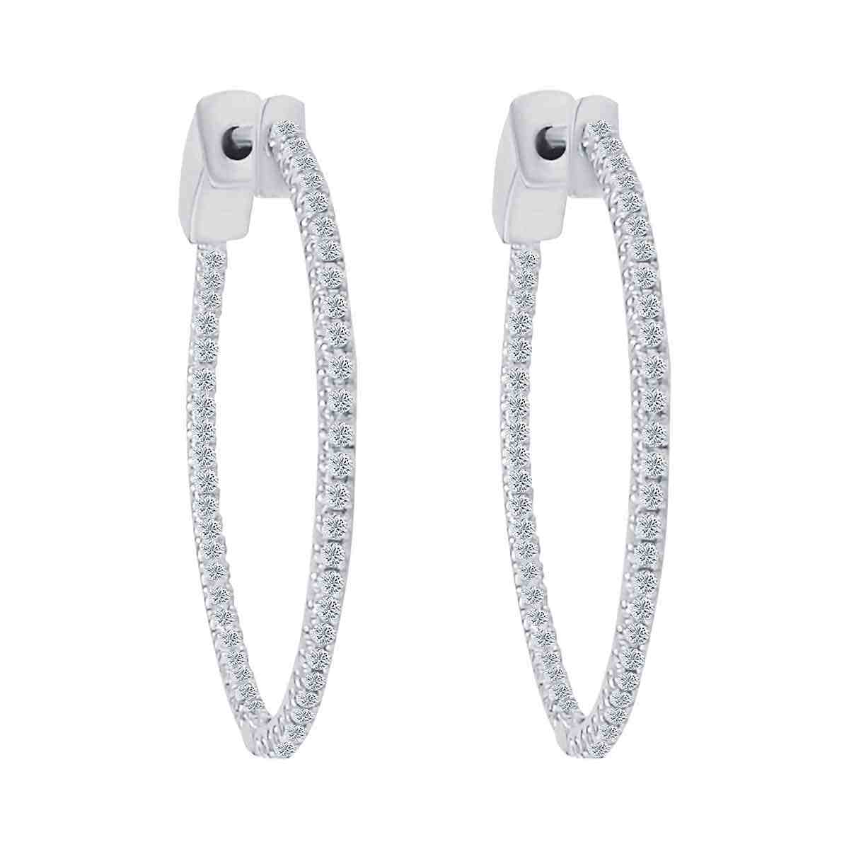 Huggie Hoop Inside Outside Lab Created Diamond Earrings ER29A50MM26